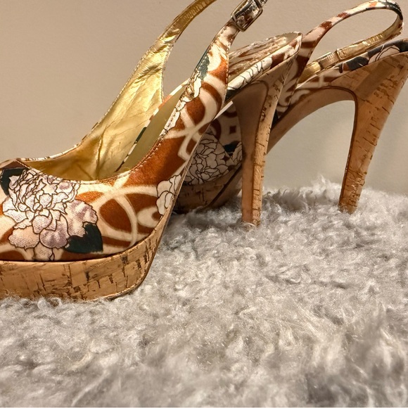 Aldo Nude Tan cork Heel Peep-Toe Pump - Picture 5 of 5